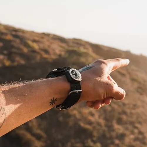 Sun Company GoCompass - Micro Orienteering Wrist Compass | Watch Band or Paracord Bracelet Compasses with Rotating Bezel thumbnail 5