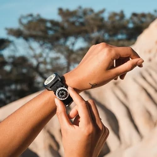 Sun Company GoCompass - Micro Orienteering Wrist Compass | Watch Band or Paracord Bracelet Compasses with Rotating Bezel thumbnail 7