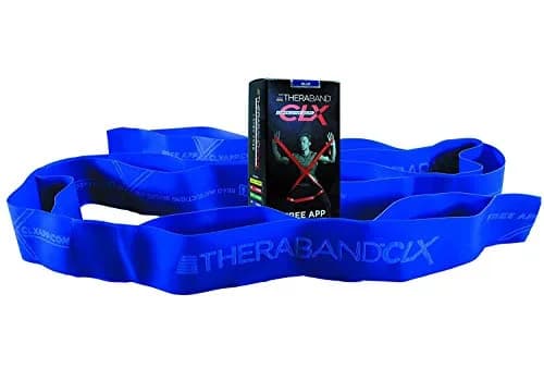THERABAND CLX Resistance Band with Loops, 5 Feet, Extra Heavy, Blue | Versatile, Professional-Grade Exercise & Rehab Tool thumbnail 1