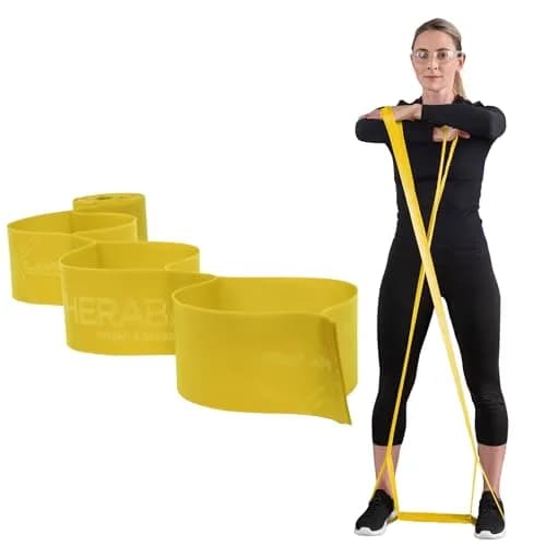 THERABAND CLX Resistance Band with Loops, Exercise, Workout Elastic, Yellow | Light Resistance for Full-Body Training thumbnail 1