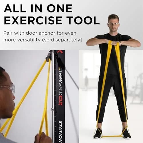 THERABAND CLX Resistance Band with Loops, Exercise, Workout Elastic, Yellow | Light Resistance for Full-Body Training thumbnail 4