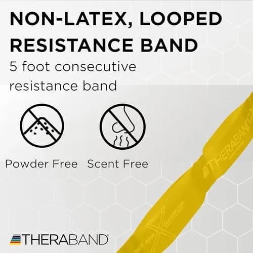 THERABAND CLX Resistance Band with Loops, Exercise, Workout Elastic, Yellow | Light Resistance for Full-Body Training thumbnail 2