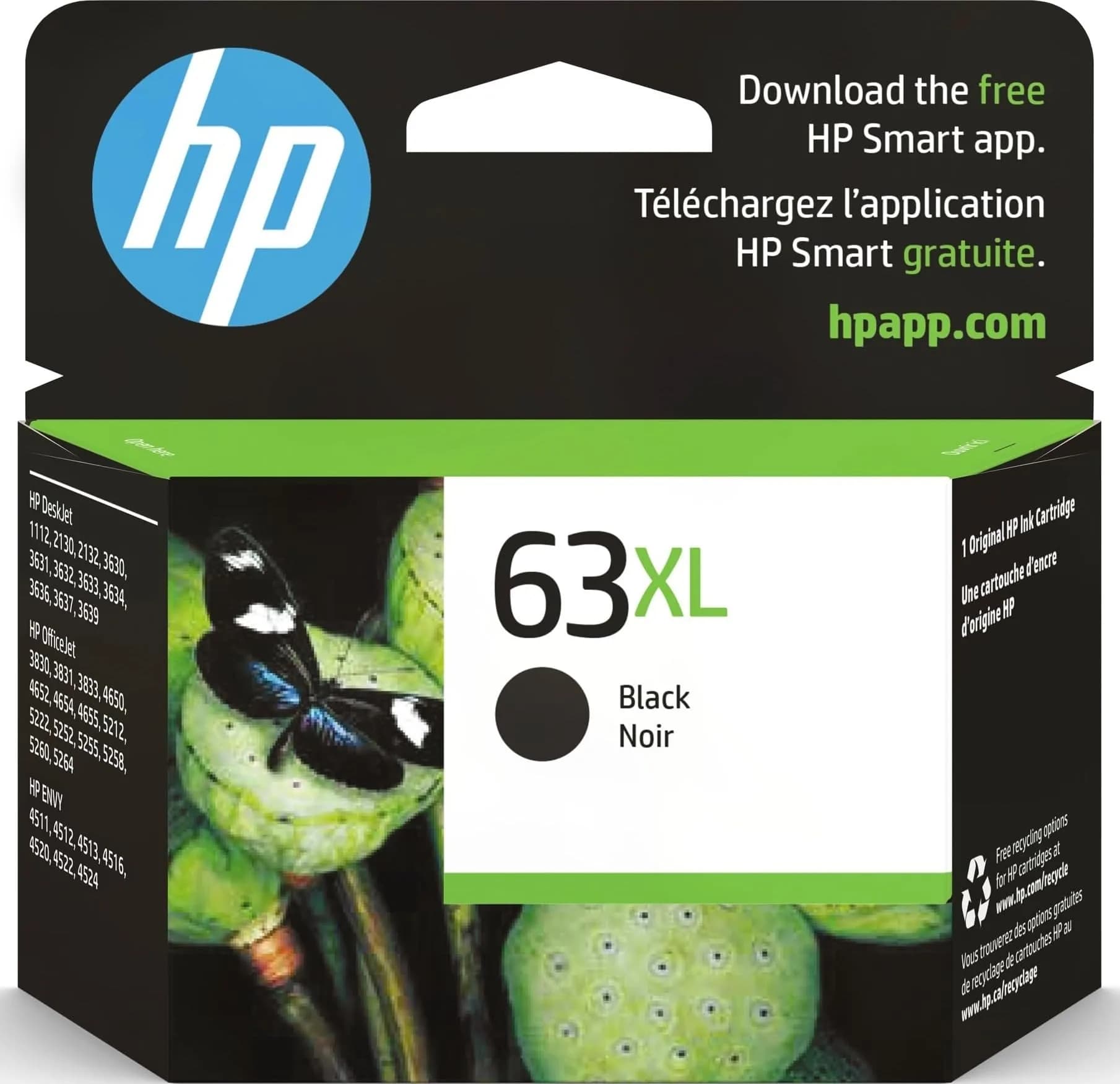 HP 63XL / 65XL Black High-Yield Ink Cartridge | Fade-Resistant Documents — 430 Pages