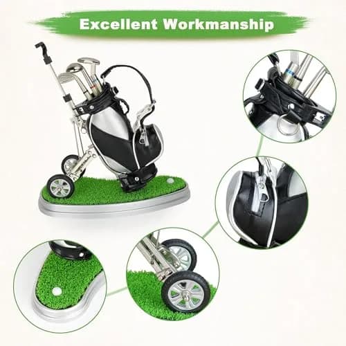 10L0L Golf Pen Holder PU Leather Zipper Pocket 3 Pens Gift | Unique Golf Desk Organizer for Golf Enthusiasts thumbnail 6
