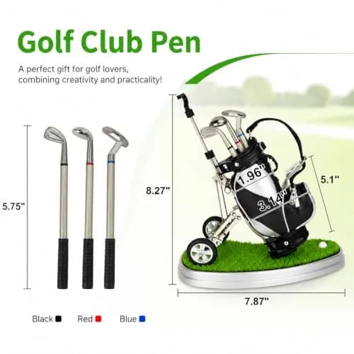 10L0L Golf Pen Holder PU Leather Zipper Pocket 3 Pens Gift | Unique Golf Desk Organizer for Golf Enthusiasts thumbnail 7