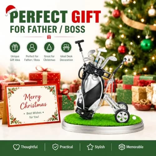 10L0L Golf Pen Holder PU Leather Zipper Pocket 3 Pens Gift | Unique Golf Desk Organizer for Golf Enthusiasts thumbnail 2