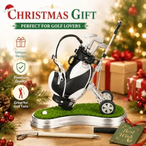 10L0L Golf Pen Holder PU Leather Zipper Pocket 3 Pens Gift | Unique Golf Desk Organizer for Golf Enthusiasts thumbnail 3