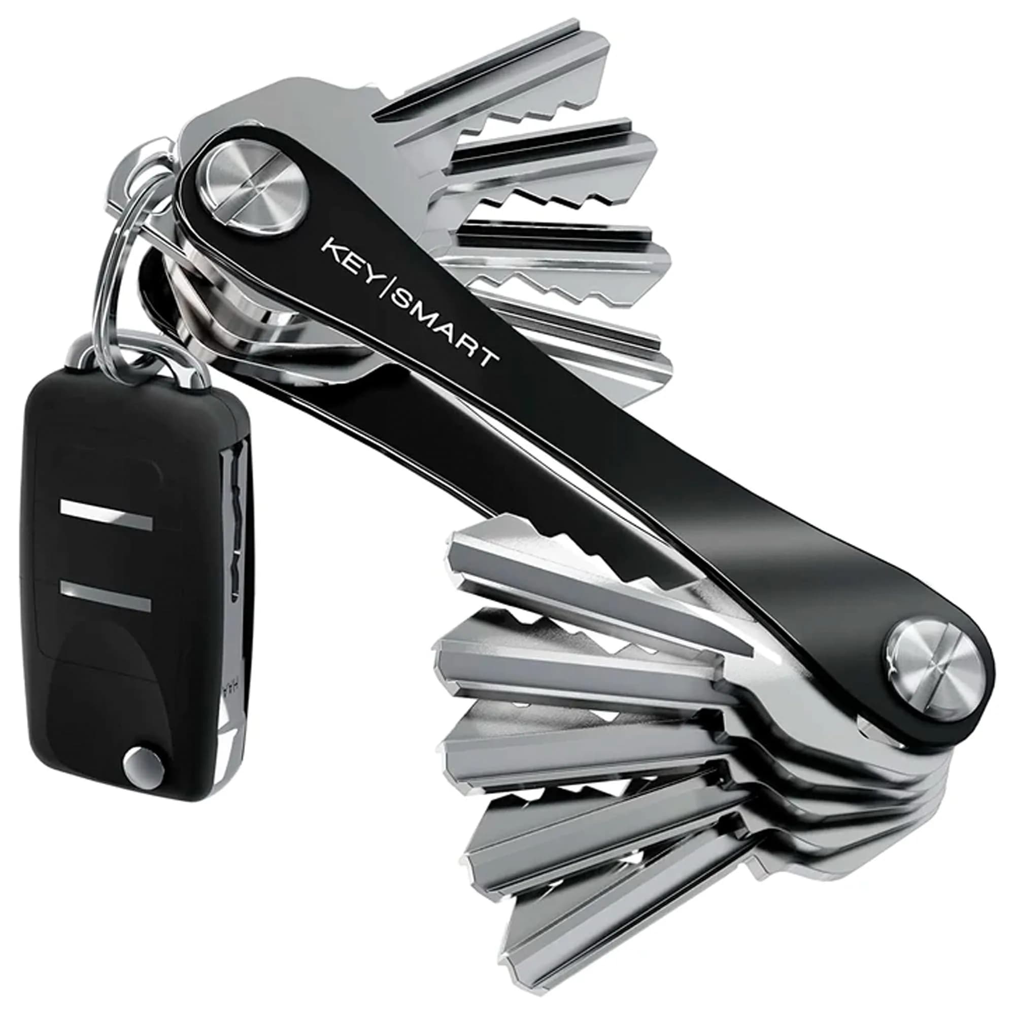 KeySmart Original Key Holder Compact Key Organizer for Key Chain Black 8 Keys | Ditch Jingle & Bulk