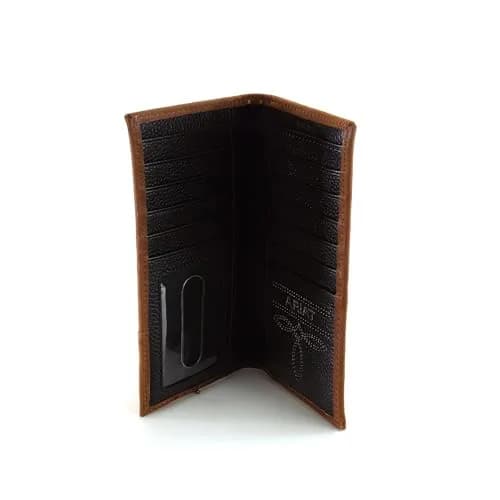 ARIAT Men's Gator Print Rodeo Wallet Brown Tri-Fold | Genuine Leather with ID Window thumbnail 5