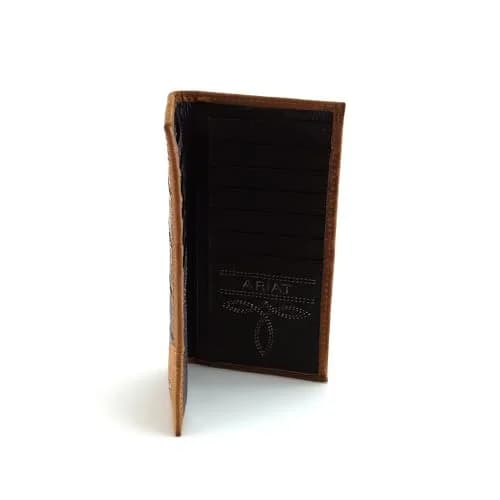 ARIAT Men's Gator Print Rodeo Wallet Brown Tri-Fold | Genuine Leather with ID Window thumbnail 6