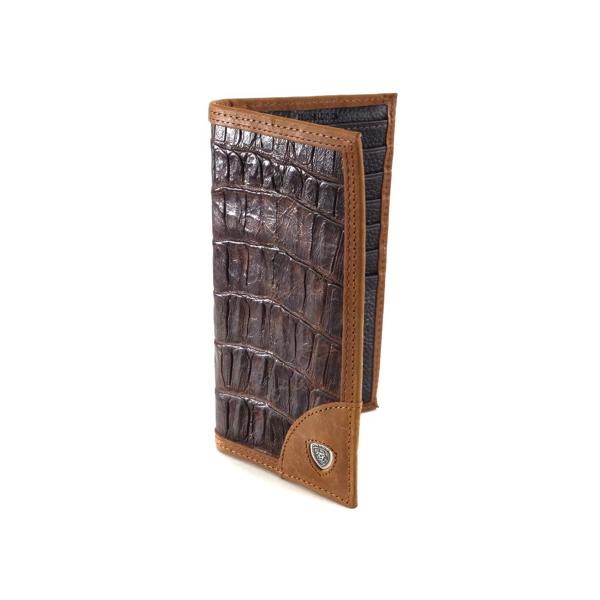 ARIAT Men's Gator Print Rodeo Wallet Brown Tri-Fold | Genuine Leather with ID Window - view 7