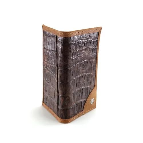 ARIAT Men's Gator Print Rodeo Wallet Brown Tri-Fold | Genuine Leather with ID Window thumbnail 2