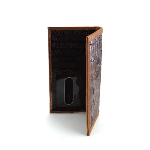 ARIAT Men's Gator Print Rodeo Wallet Brown Tri-Fold | Genuine Leather with ID Window thumbnail 3