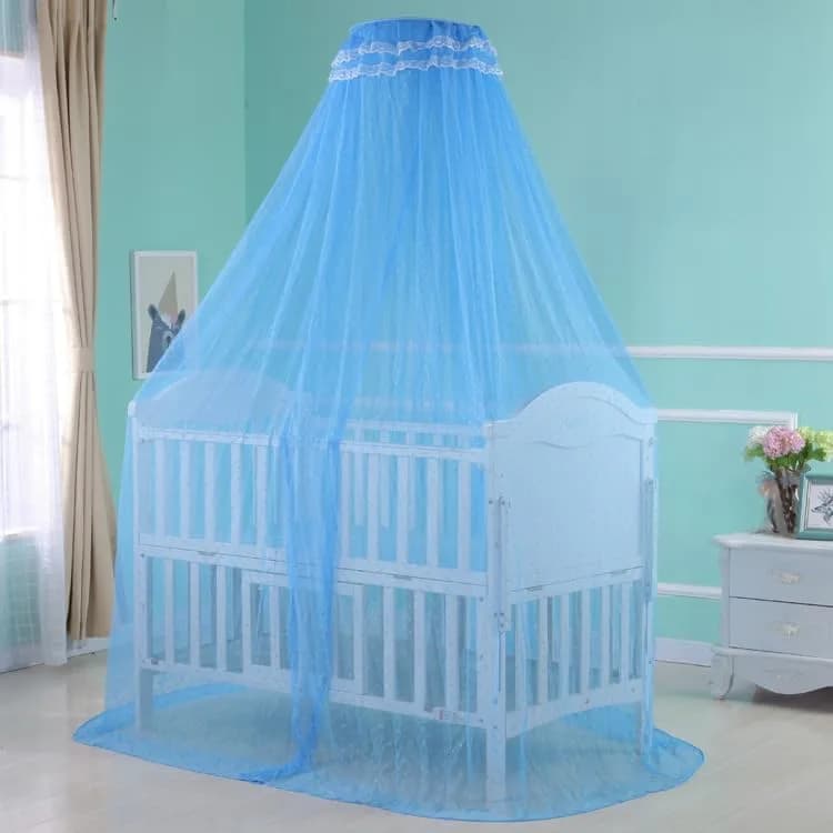 Cdycam Baby Infant Toddler Bed Dome Mosquito Net | Breathable Cotton Mesh for Safe Sleep (35*220*550CM, Blue) thumbnail 2