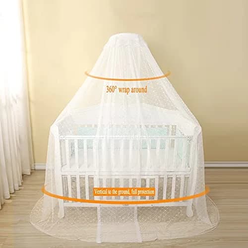 Cdycam Baby Infant Toddler Bed Dome Mosquito Netting 35*220*550CM | Breathable Cotton Mesh for Baby Safety thumbnail 2