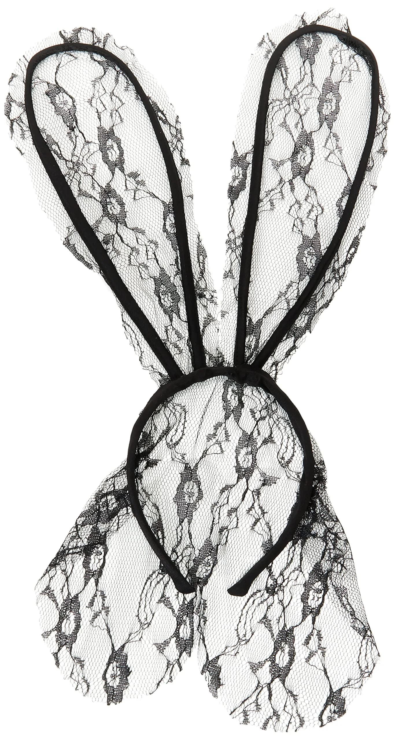 STARLINELA Lace Bunny Mask Headband Accessory, Black, One Size | Tall lace bunny ears for stylish hair styling