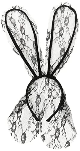 STARLINELA Lace Bunny Mask Headband Accessory, Black, One Size | Tall lace bunny ears for stylish hair styling thumbnail 1