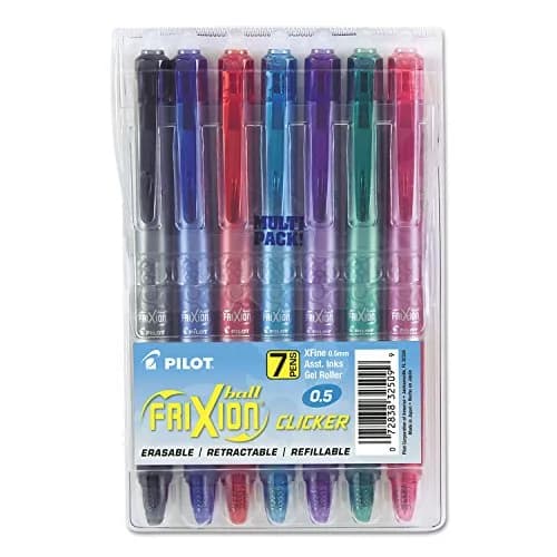 PILOT FriXion Clicker Gel Ink Pens 0.7mm Assorted Colors | Erasable, Refillable, Fine Point for Notes & Creative Use — Extra Fine Tip
