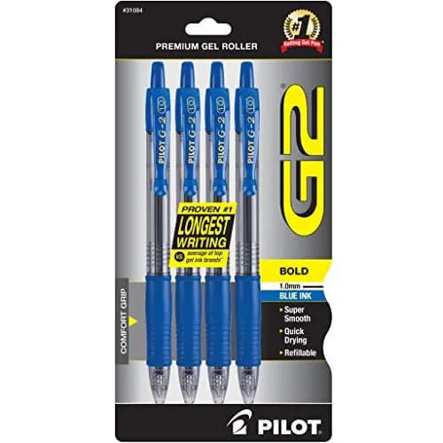 PILOT G2 Premium Gel Pens 1.0mm | Bold Blue Ink, Pack of 4, Long-Lasting & Refillable thumbnail 1