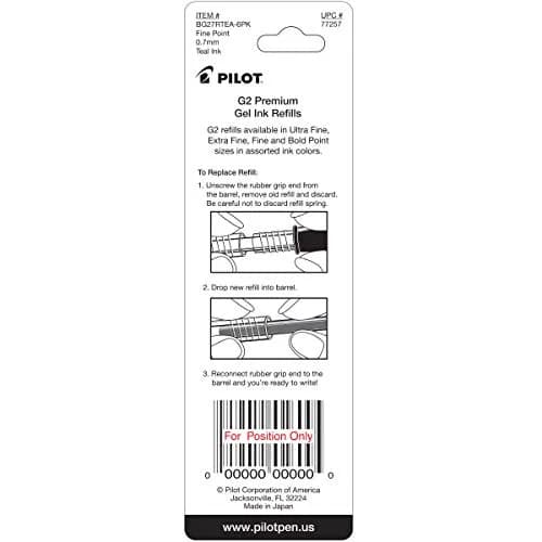 Pilot G2 Gel Ink Refills Fine Point 0.7 mm Teal | Long-lasting, vibrant ink for smooth writing thumbnail 2
