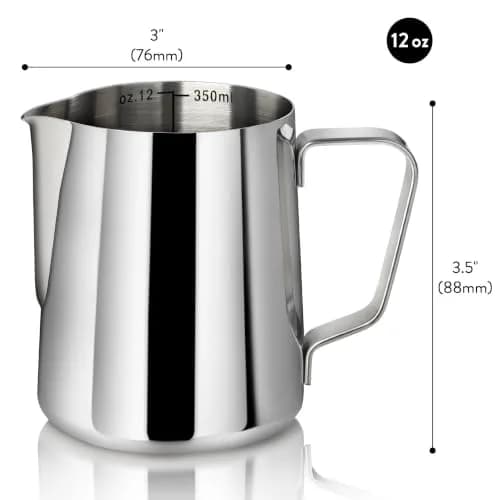 New Star Foodservice Stainless Steel Frothing Pitcher, 12 oz | Durable, Professional-Grade Milk Steaming Tool thumbnail 2