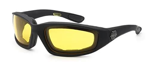 MODA Choppers Gangster Motorcycle Goggles Yellow | Polycarbonate Lens with UV Protection Coating thumbnail 1