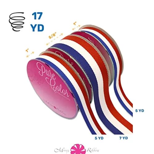Morex Ribbon Grosgrain Patriotic Ribbon 1" x 17 YD | Heavyweight, Durable, Perfect for 4th of July Decorations thumbnail 2