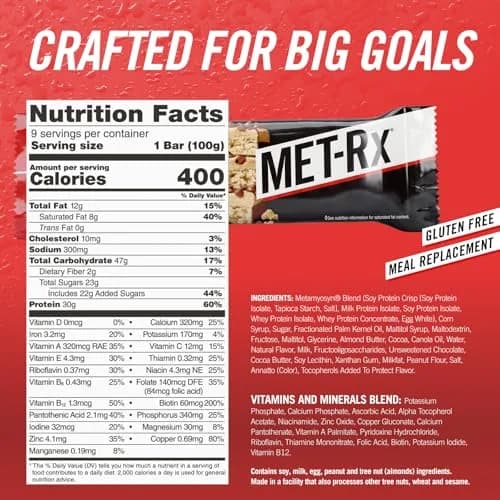 MET-Rx Big 100 Protein Bars, Chocolate Chip Cookie Dough | 30g Protein, High-Quality Snack for Muscle Support thumbnail 5