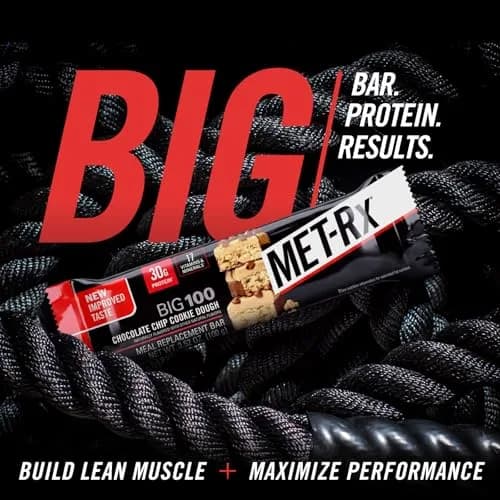 MET-Rx Big 100 Protein Bars, Chocolate Chip Cookie Dough | 30g Protein, High-Quality Snack for Muscle Support thumbnail 6