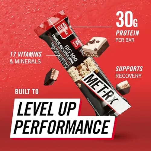 MET-Rx Big 100 Protein Bars, Chocolate Chip Cookie Dough | 30g Protein, High-Quality Snack for Muscle Support thumbnail 2