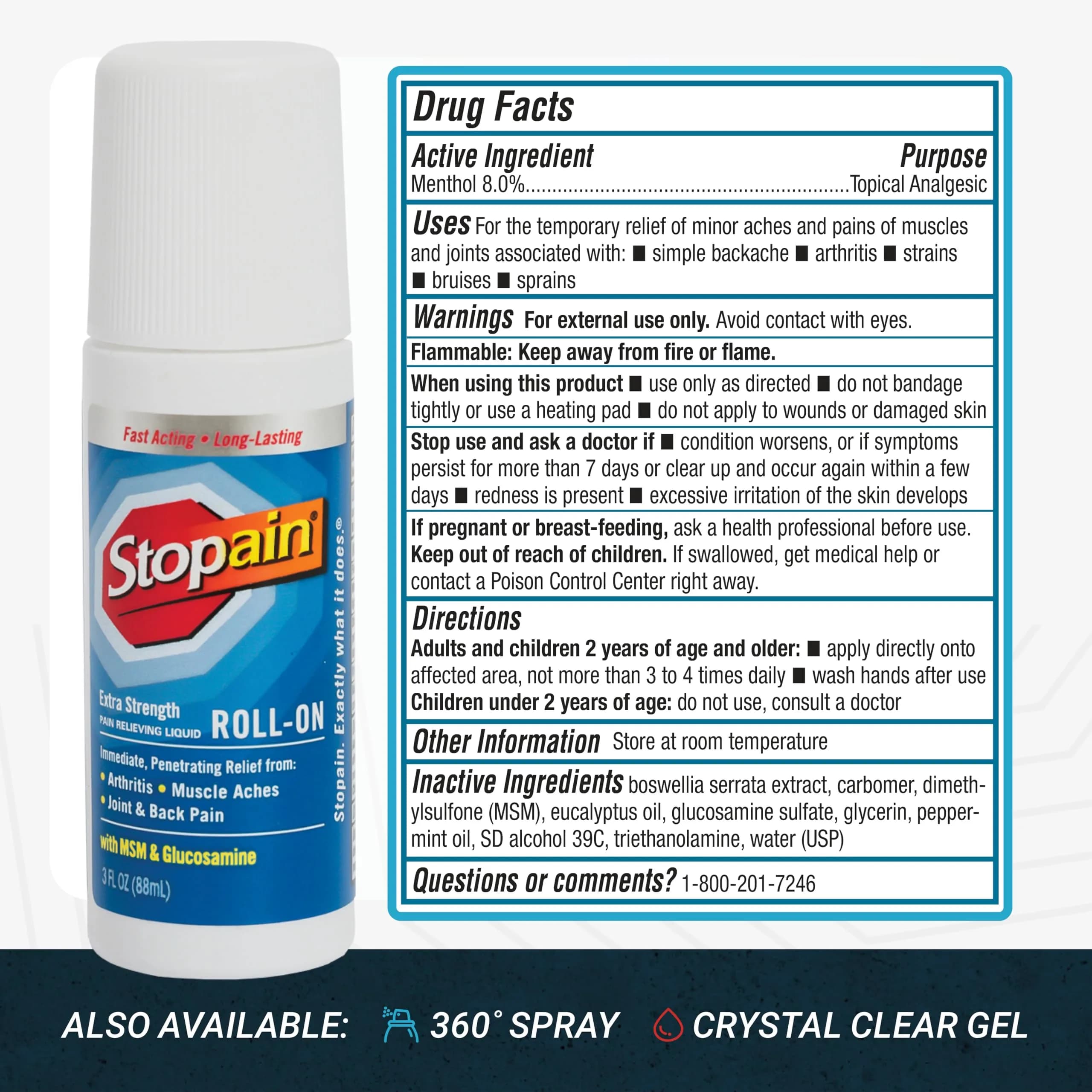 Stopain Pain Relief Roll On Gel 270ml (9 Fl Oz) | Fast Acting Topical Analgesic for Joint & Muscle Pain - view 7