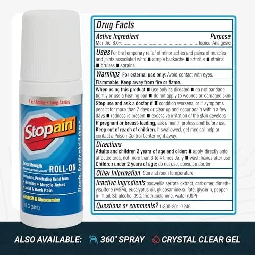 Stopain Pain Relief Roll On Gel 270ml (9 Fl Oz) | Fast Acting Topical Analgesic for Joint & Muscle Pain thumbnail 7
