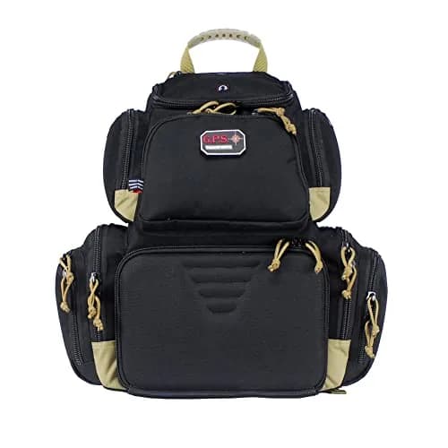 G.P.S. Handgunner Range Backpack Black/Tan | Holds 4 Handguns, Waterproof, Lockable Zippers thumbnail 1