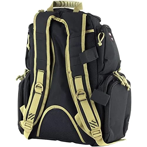 G.P.S. Handgunner Range Backpack Black/Tan | Holds 4 Handguns, Waterproof, Lockable Zippers thumbnail 3