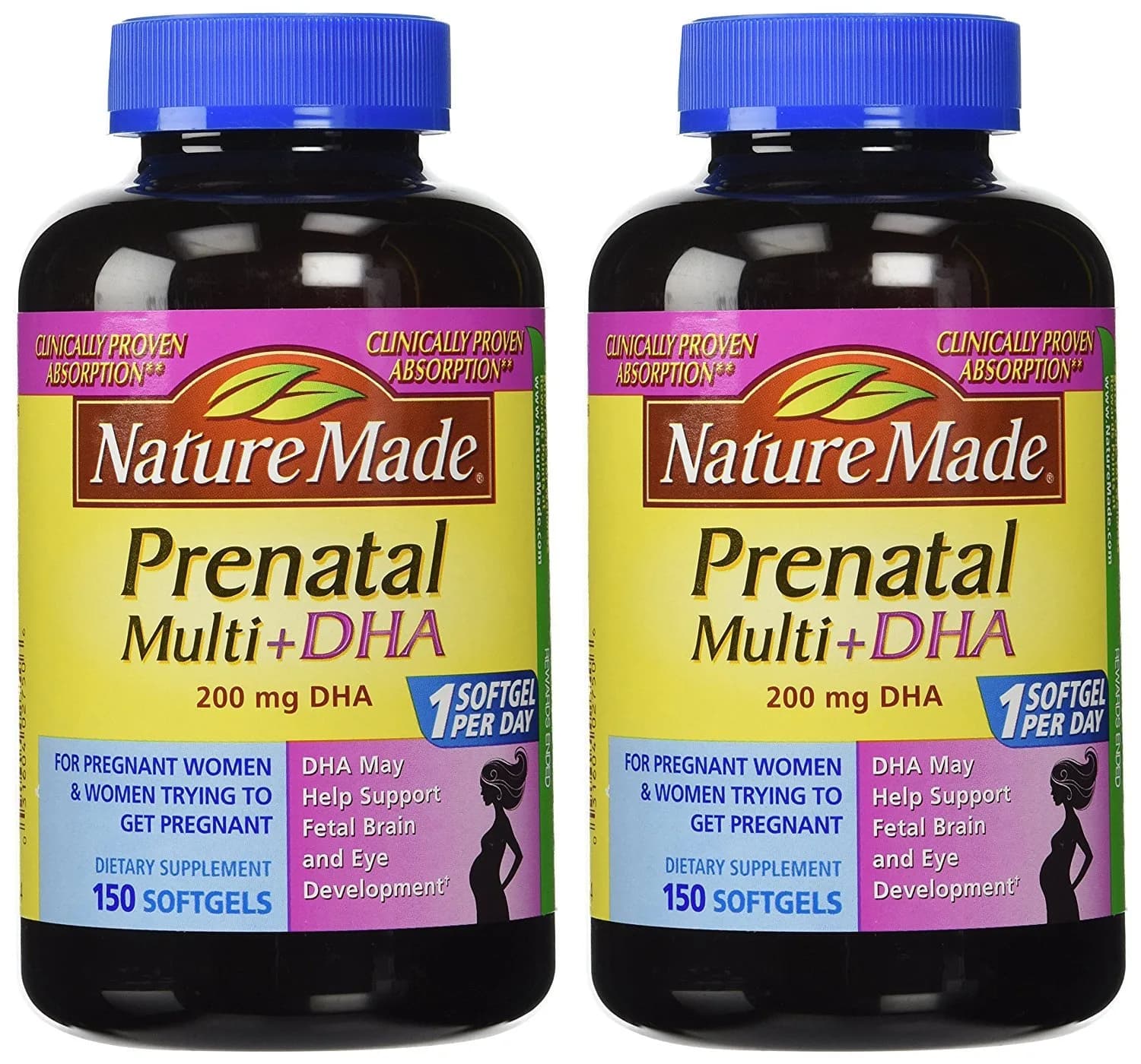 Nature Made Prenatal Multi + DHA 200mg 300 Softgels (150 Count Pack of 2) | Essential Vitamins for Pregnancy - main product image