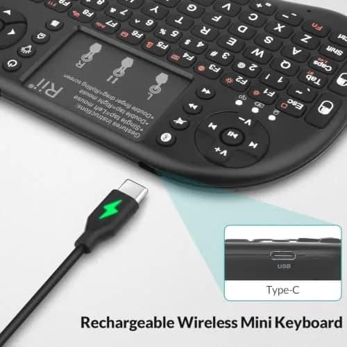 Rii Mini Wireless Keyboard with Touchpad & Backlit | Portable 92 Keys for Laptop/PC/Tablets thumbnail 6