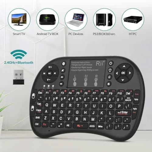 Rii Mini Wireless Keyboard with Touchpad & Backlit | Portable 92 Keys for Laptop/PC/Tablets thumbnail 3