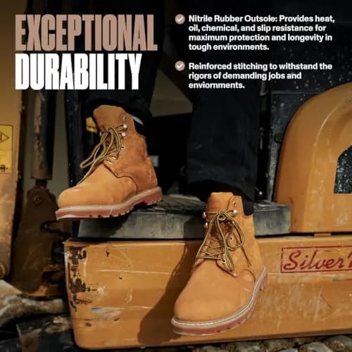 EVER BOOTS Tank Men's Soft Toe Oil Full Grain Leather Work Boots Construction Rubber Sole 9 D(M) TAN | Durable & Comfortable thumbnail 4