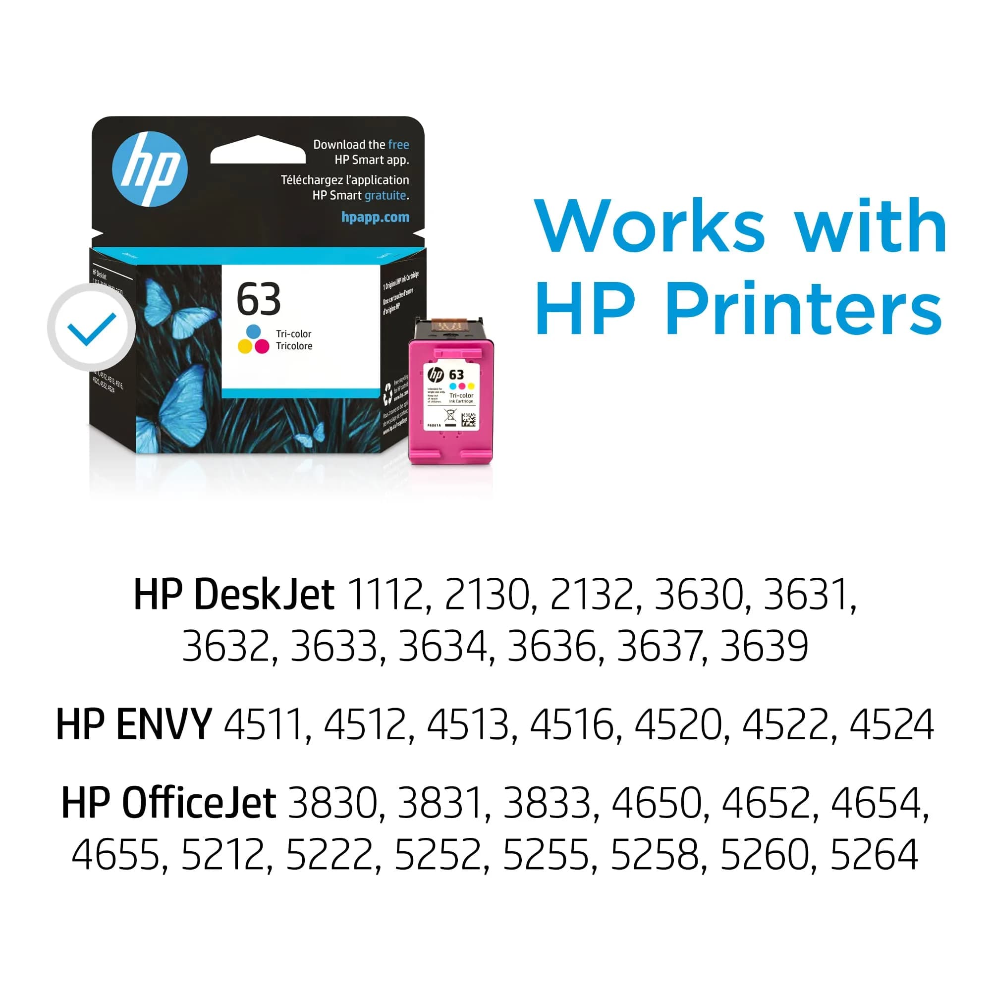 HP 63 Tri-Color Ink Cartridge | 150 Pages Yield | Fade-Resistant Documents - view 2