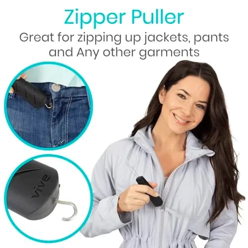 Vive Button Hook with Zipper Pull | Assist Tool for Arthritis & Limited Dexterity (70-120 chars) thumbnail 5