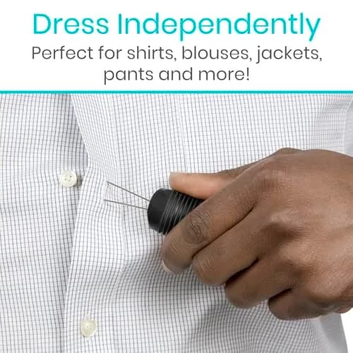 Vive Button Hook with Zipper Pull | Assist Tool for Arthritis & Limited Dexterity (70-120 chars) thumbnail 8
