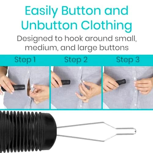 Vive Button Hook with Zipper Pull | Assist Tool for Arthritis & Limited Dexterity (70-120 chars) thumbnail 4