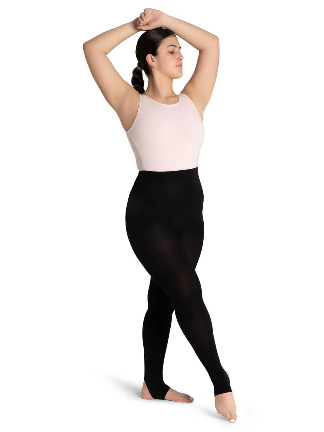 Capezio Ultra Soft Self Knit Waistband Stirrup Tight | Moisture Wicking, Seamless, Self Knit Waist — Small-Medium