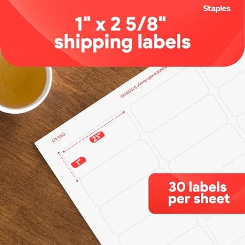 Staples Address Labels 1x2.625 Inch White | Laser & Inkjet Compatible, 750 Labels thumbnail 2