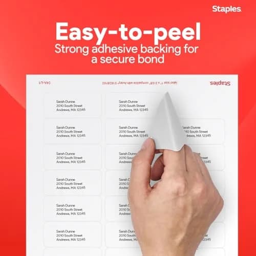 Staples Address Labels 1x2.625 Inch White | Laser & Inkjet Compatible, 750 Labels thumbnail 3