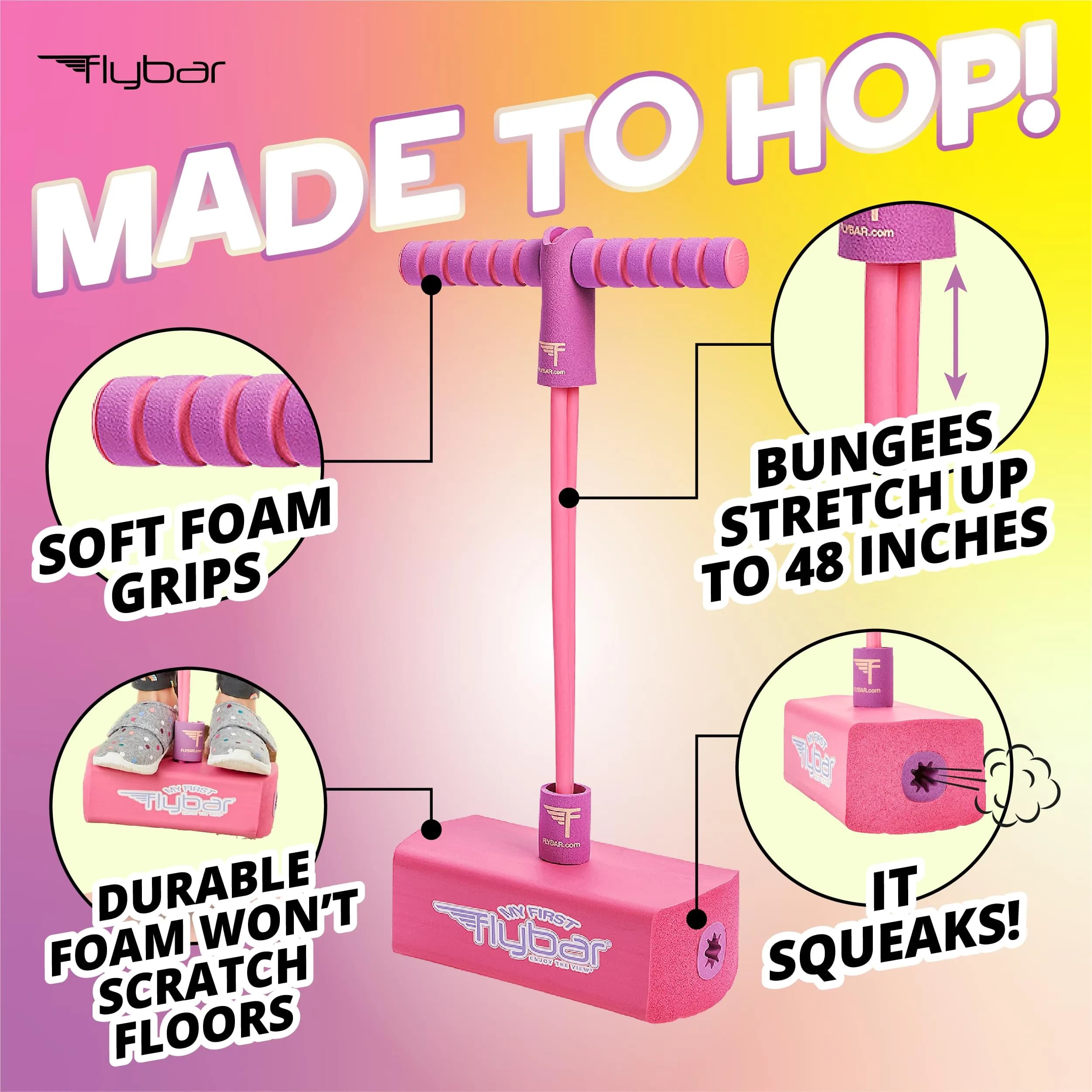 Flybar My First Foam Pogo Jumper for Kids Ages 3+ | Safe & Durable Indoor/Outdoor Toy - Pink - view 2