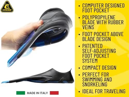 Cressi Agua Short Full Foot Pocket Fins, Blue/Azure, 41/42 | Versatile Snorkeling & Swimming Fins thumbnail 4