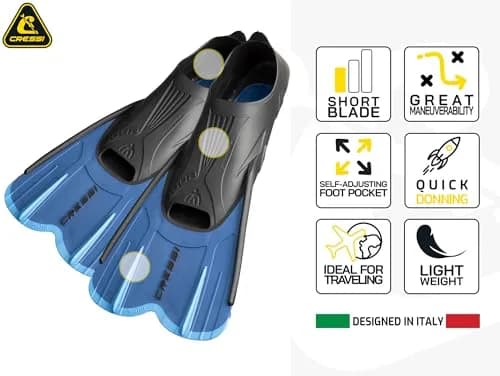 Cressi Agua Short Full Foot Pocket Fins, Blue/Azure, 41/42 | Versatile Snorkeling & Swimming Fins thumbnail 3