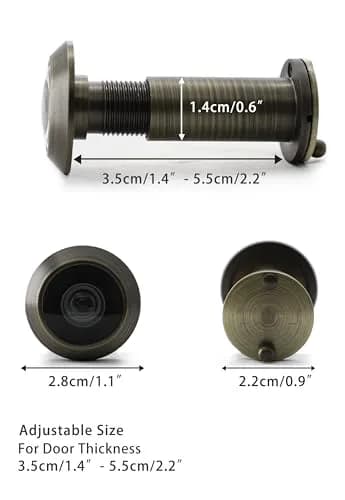 TOGU Solid Brass UL Listed Door Viewer 220-Degree View with Privacy Cover | 35mm-55mm Door Thickness thumbnail 2