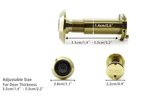 TOGU TG2814YG-PVD Gold Solid Brass Door Viewer Peephole with Privacy Cover | 220-Degree View, UL Listed thumbnail 2